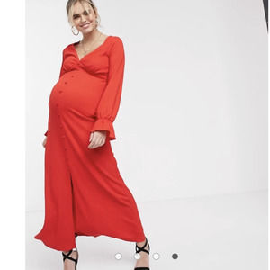 ASOS Maternity long sleeve button maxi dress